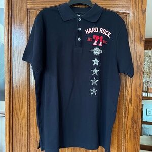 Hard Rock Cafe Yokohama Black tri button Polo Shirt NWT